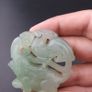 Vintage Carved Jade Elephant & Bird Shaped Decorated Stone Handcrafted Oriental Art Collectible Image 4