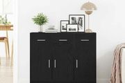 Sideboard Black Oak 91x28x75 cm Engineered Wood