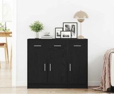 Sideboard Black Oak 91x28x75 cm Engineered Wood
