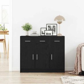 Sideboard Black Oak 91x28x75 cm Engineered Wood