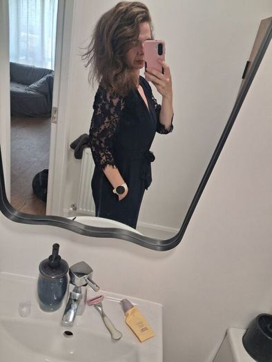 Monsoon Navy Estella Lace Detail Jumpsuit (With Pockets!)