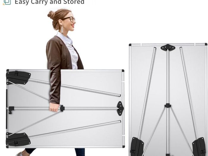 VIZ-PRO Flipchart Easel Whiteboard, Magnetic Portable Dry Wipe Board 90 x 60 cm, Tripod White Board Height Adjustable