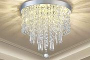 Modern Elegant Crystal Chandelier Lighting,K9 Ceiling Chandeliers Lights, 250mm, Beaded Light Shade with Clear Acrylic Jewel Droplets,Flush Mount LED Ceiling Light for Dining Room Bedroom Livingroom