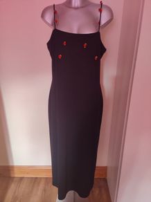 Barisal black maxi dress with roses size UK14/16 EU42/44 Postage included