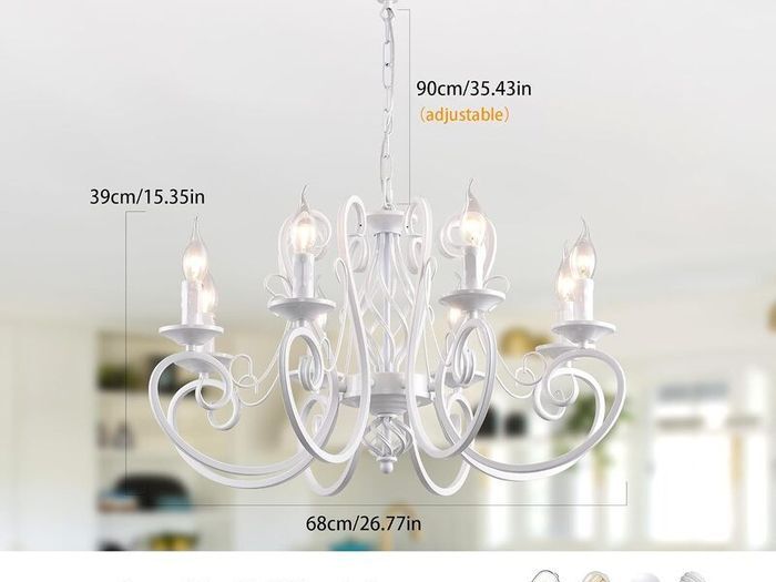 8-Light Vintage Black French Country Chandelier: