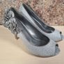RUBY SHOO DONNA silver peeptoe stilettos with corsage Size UK 5 EU 38 High heels slip ons Image 2