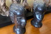 Antique Pair Ebony Tribal Heads
