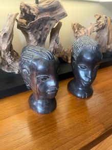 Antique Pair Ebony Tribal Heads