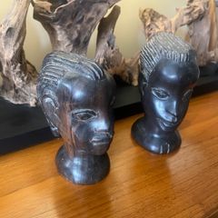Antique Pair Ebony Tribal Heads