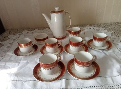 Arklow Pottery coffee set Gold Maroon pattern 2384