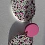 Matte Pink Round Stud Pink Blossom Polymer Clay Earrings Image 10