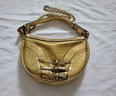 Zara Gold Patent Leather Shoulder Bag