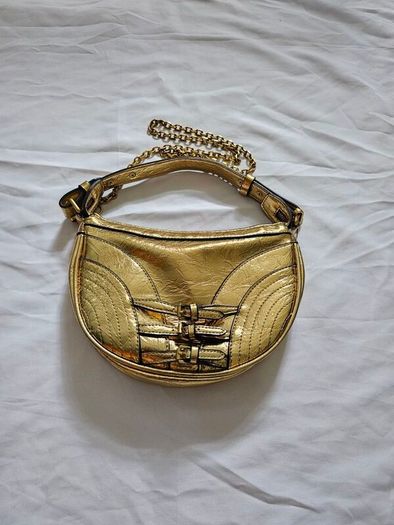 Zara Gold Patent Leather Shoulder Bag