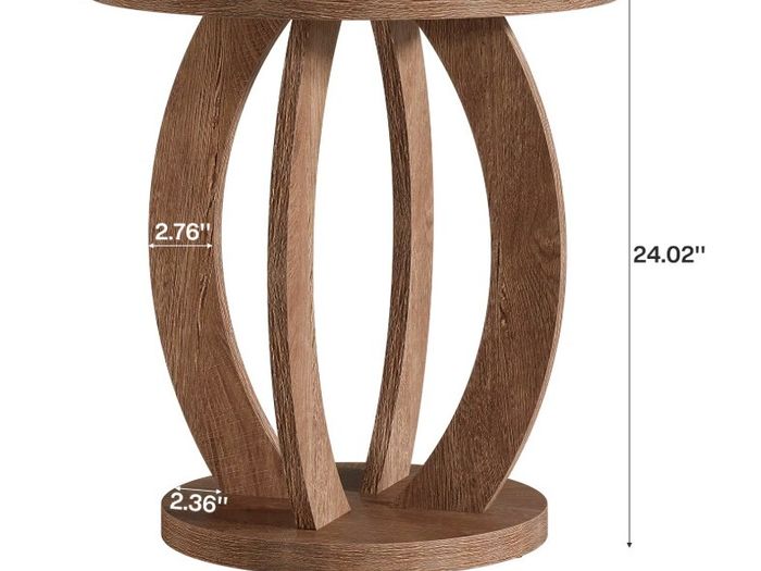 Rustic Round Wooden Side Table Versatile Accent Table for Living Room, Bedroom, or Office