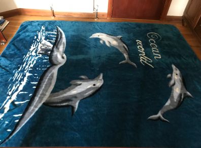 Soft Reversible Ocean World Throw/Blanket -Whale /Dolphin Motives