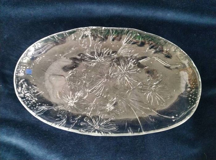 Hadeland, crystal platter , Scandinavian glass, Norway Glass platter