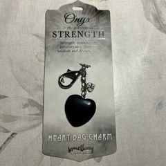 Onyx Crystal Heart Bag Charm