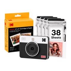 KODAK Mini Shot 3 Retro 3x3 Instant Camera, Photo Printer, 30 Sheets, White