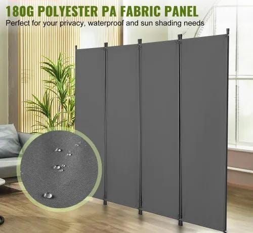 Room Divider, 4 Panel Room Dividers and Folding Privacy Screens, Fabric Partition Room Dividers for Office, Bedroom, Dining Room, Study, Freestanding, Light Gray