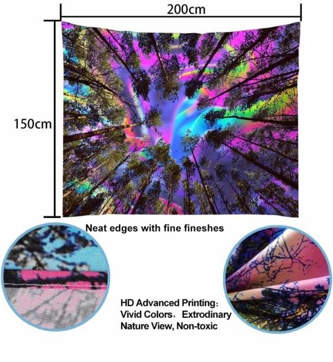 Trippy Tapestry Fantasy Rainbow Colourful Forest Aesthetic Bedroom Decor (Multiple Sizes)