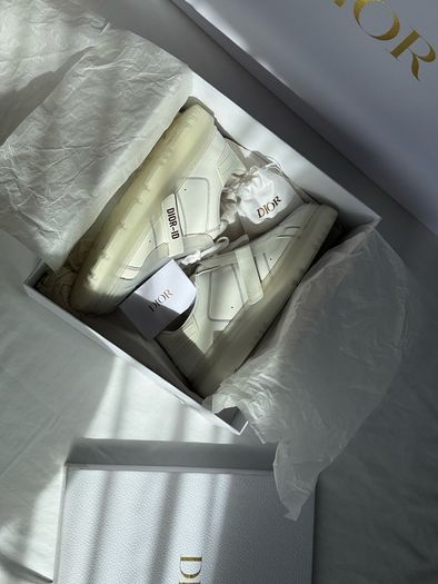 Authentic Dior-ID Low Top Sneakers White Leather with Transparent Rubber Toe Cap