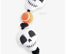 Halloween skull and tennis ball dog toy