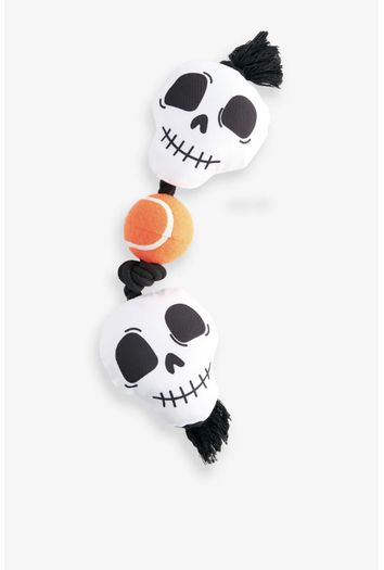 Halloween skull and tennis ball dog toy