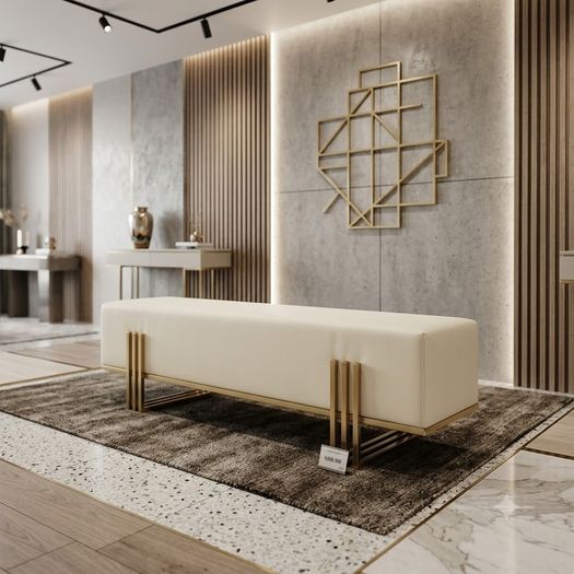 Aurora Luxury Bench  180cm Gold Frame Upholstered Bench