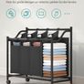 Laundry sorter 4 compartments black laundry basket, laundry collector with 4 removable cloth bags, laundry holder on wheels, laundry sorter, stable, 4 x 35 liters, black Image 2