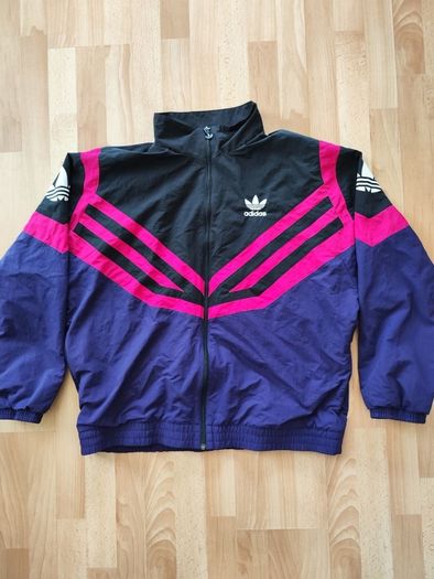 adidas jumper windbreaker top vintage look size L pink purple black