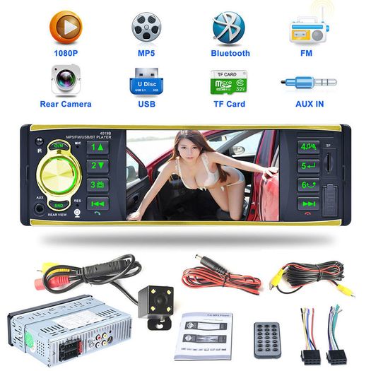 New Car Van 1 One Din MP3 player AUX Car Radio Audio Stereo USB AUX FM Radio Station Bluetooth Hands Free Handsfree with Rearview Camera Remote Control