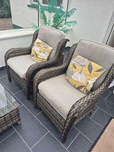 5Pce Grey Rattan Garden Set