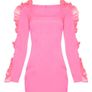 Plt pink ruffle shoulder bodycon dress bnwt Image 4