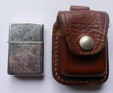 Zippo wind proof lighter with original brown leather case
