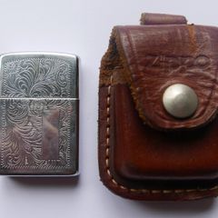 Zippo wind proof lighter with original brown leather case