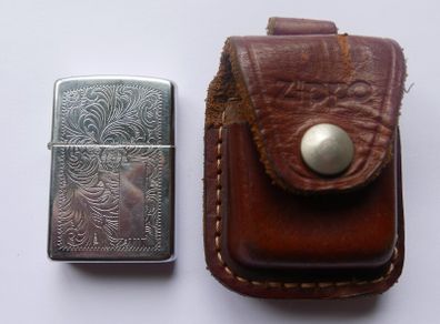 Zippo wind proof lighter with original brown leather case