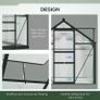 6 x 10ft Polycarbonate Greenhouse, Large Walk-In Green House with Slide Door and Window, Garden Plants Grow House with Aluminium Frame and Foundation, Grey Image 3