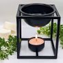 Aromatherapy diffuser for wax melts or essential oil. Solid Iron incense burner essential oil diffuser diffusers for home., Black Image 3