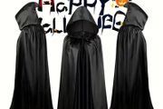 Halloween Cloak Soft Unisex Hooded Black Robe Witch Long Cape Cosplay Costume Prop Party Performance Supplies Holiday Decoration