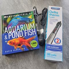 Aquarium & Pond fish book, heater& thermometer for fish tank