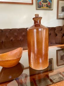 Large Vintage Bourne Denby Brown Stoneware Ink Bottle English Pottery 24cm Rustic