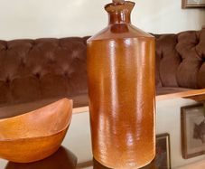 Large Vintage Bourne Denby Brown Stoneware Ink Bottle English Pottery 24cm Rustic