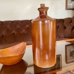 Large Vintage Bourne Denby Brown Stoneware Ink Bottle English Pottery 24cm Rustic