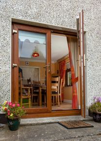 UPVC double patio doors - wood effect