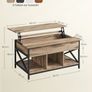 Lift Top Coffee Table with Hidden Storage and Shelves Camel Brown and Black Image 4