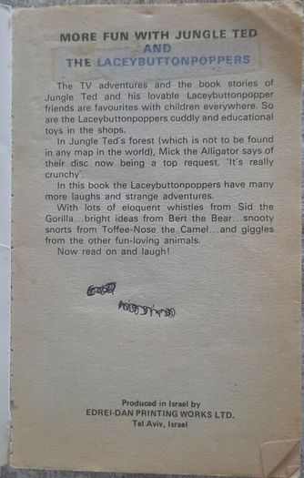 1970s Children's Book Further Adventures of Jungle Ted and the Laceybuttonpoppers