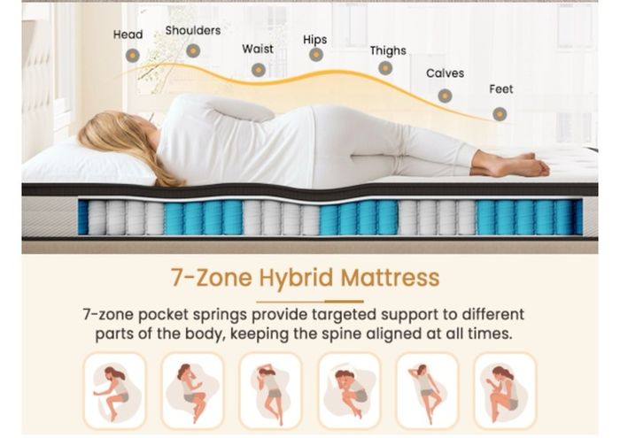 Single Mattress 3FT Memory Foam Spring Hybrid Mattress 18CM 7 Inch Memory Foam Pocket Sprung Mattress Edge Support & Motion Isolation Spring Hybrid Single Mattresses