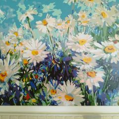 Hand painted framed painting for sale.