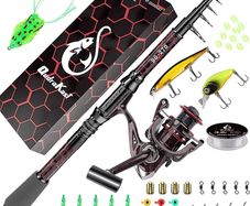 Fishing Rod and Reel Combos, Unique Design With X-Warping Painting, Carbon Fiber Telescopic Fishing Rod with Reel Combo Kit with Tackle Box, Best gift for Fishing Beginner and Angler (FREE POSTAGE)