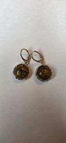 Vintage Style Sterling Silver Amber Drop Earrings